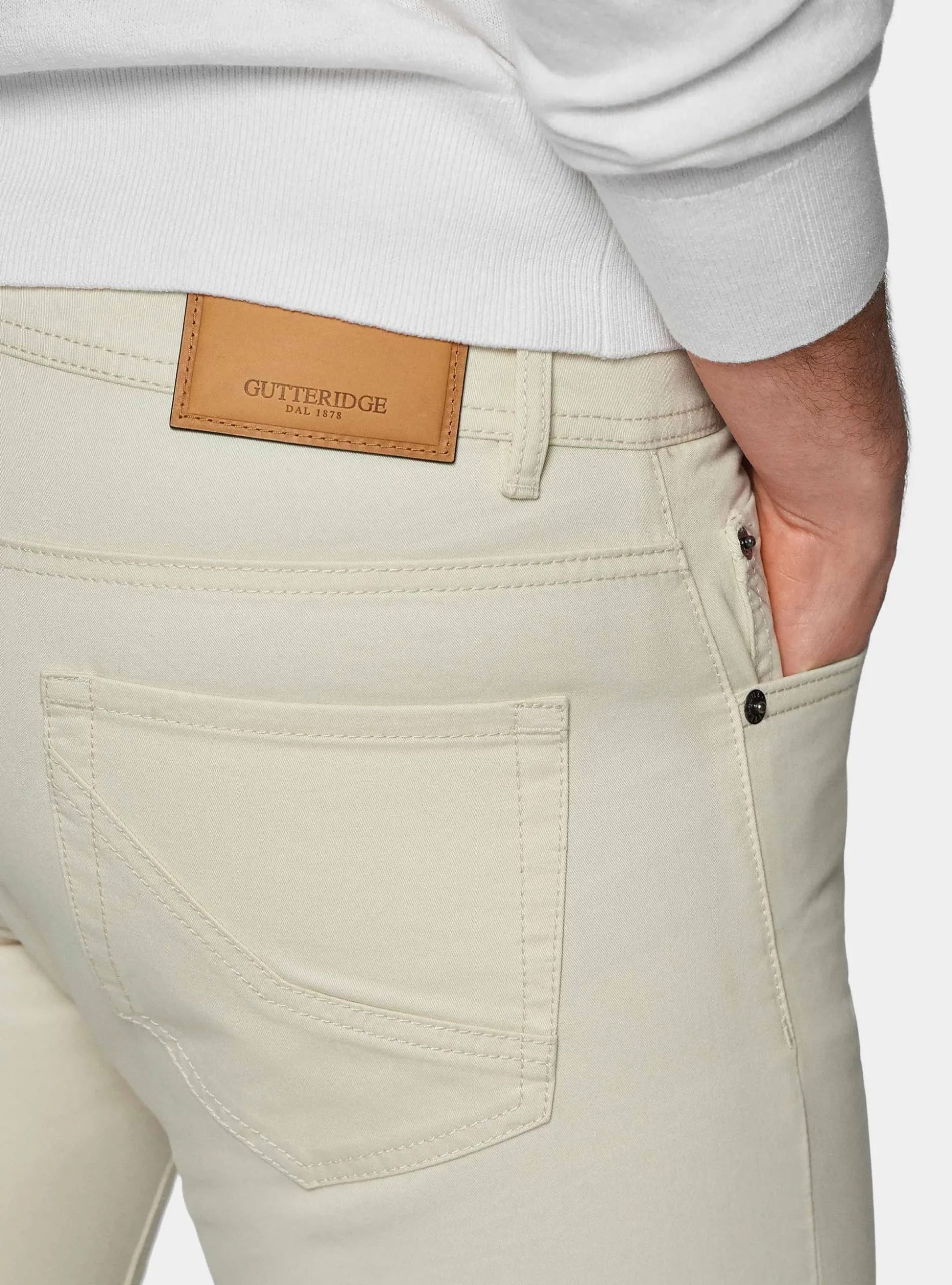 Pantaloni 5 tasche in twill di cotone