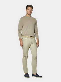 Pantaloni 5 tasche in twill di cotone