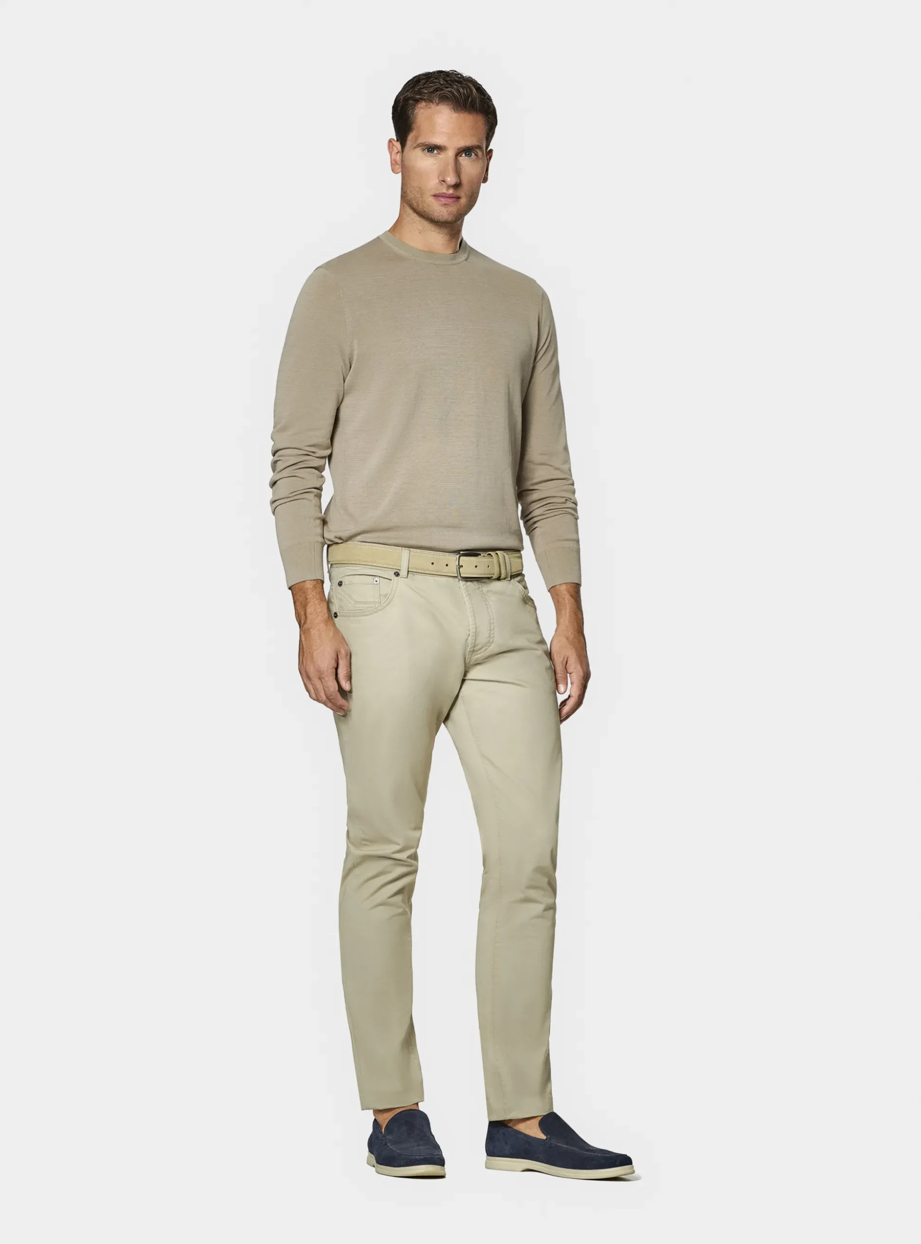 Pantaloni 5 tasche in twill di cotone