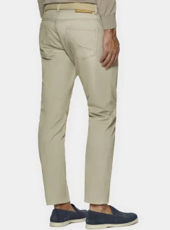 Pantaloni 5 tasche in twill di cotone