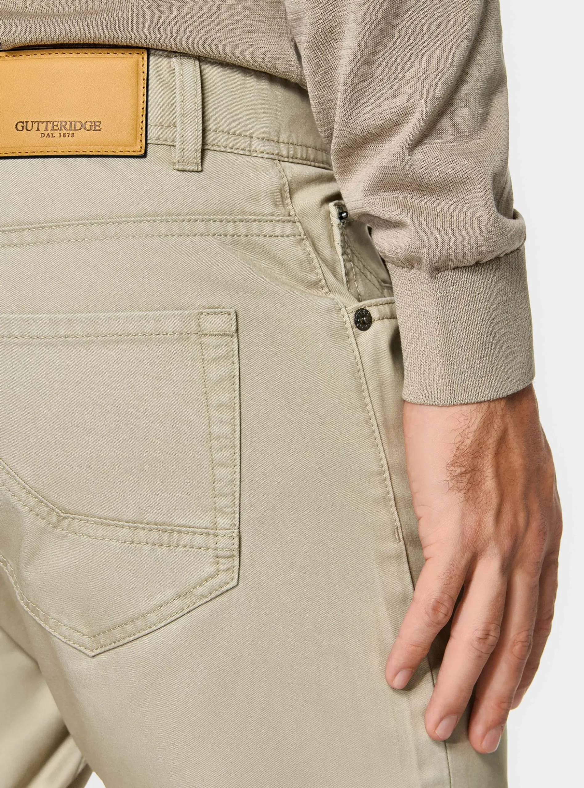 Pantaloni 5 tasche in twill di cotone