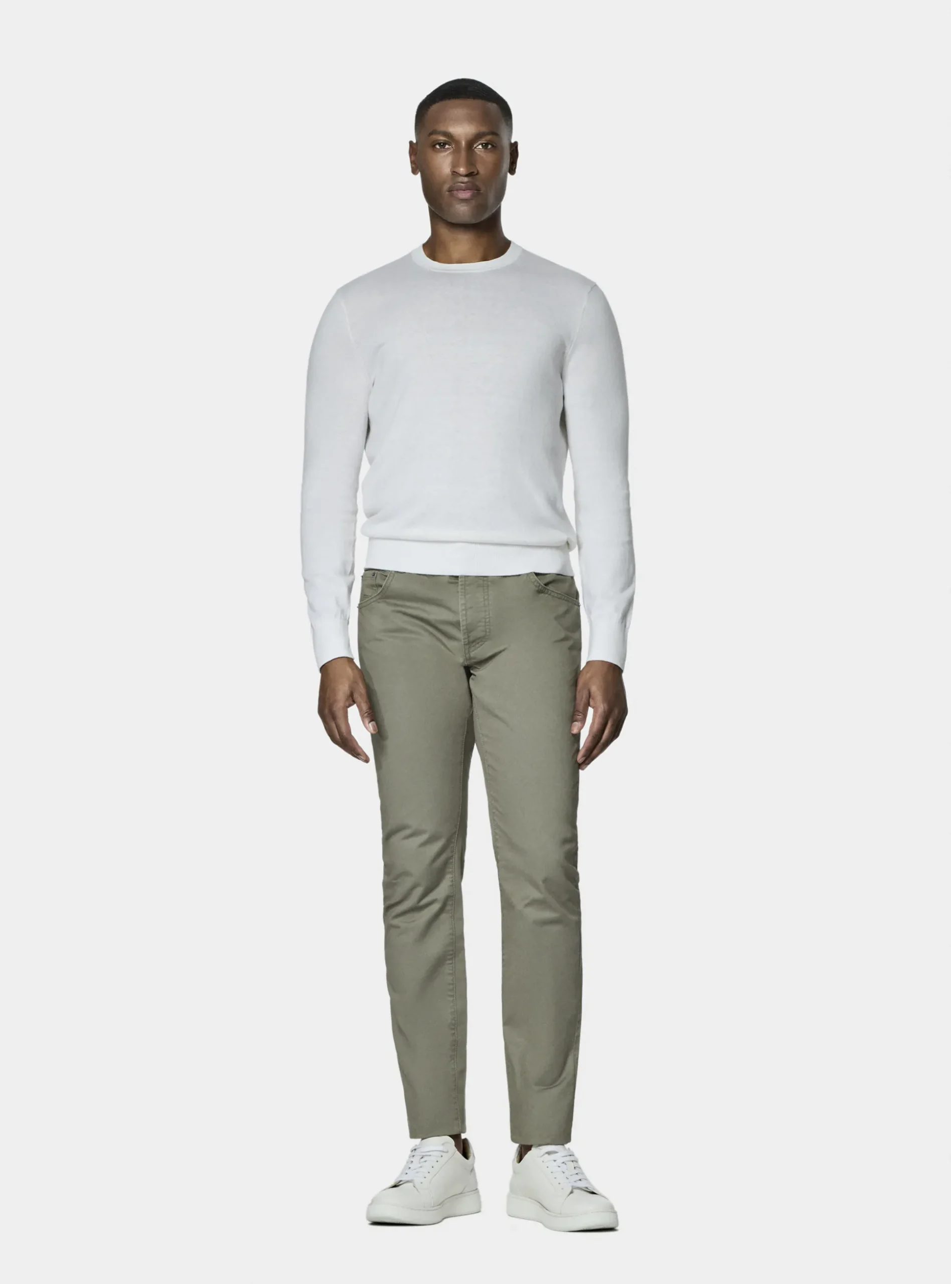 Pantaloni 5 tasche in twill di cotone