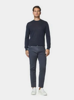Pantaloni 5 tasche in twill di cotone