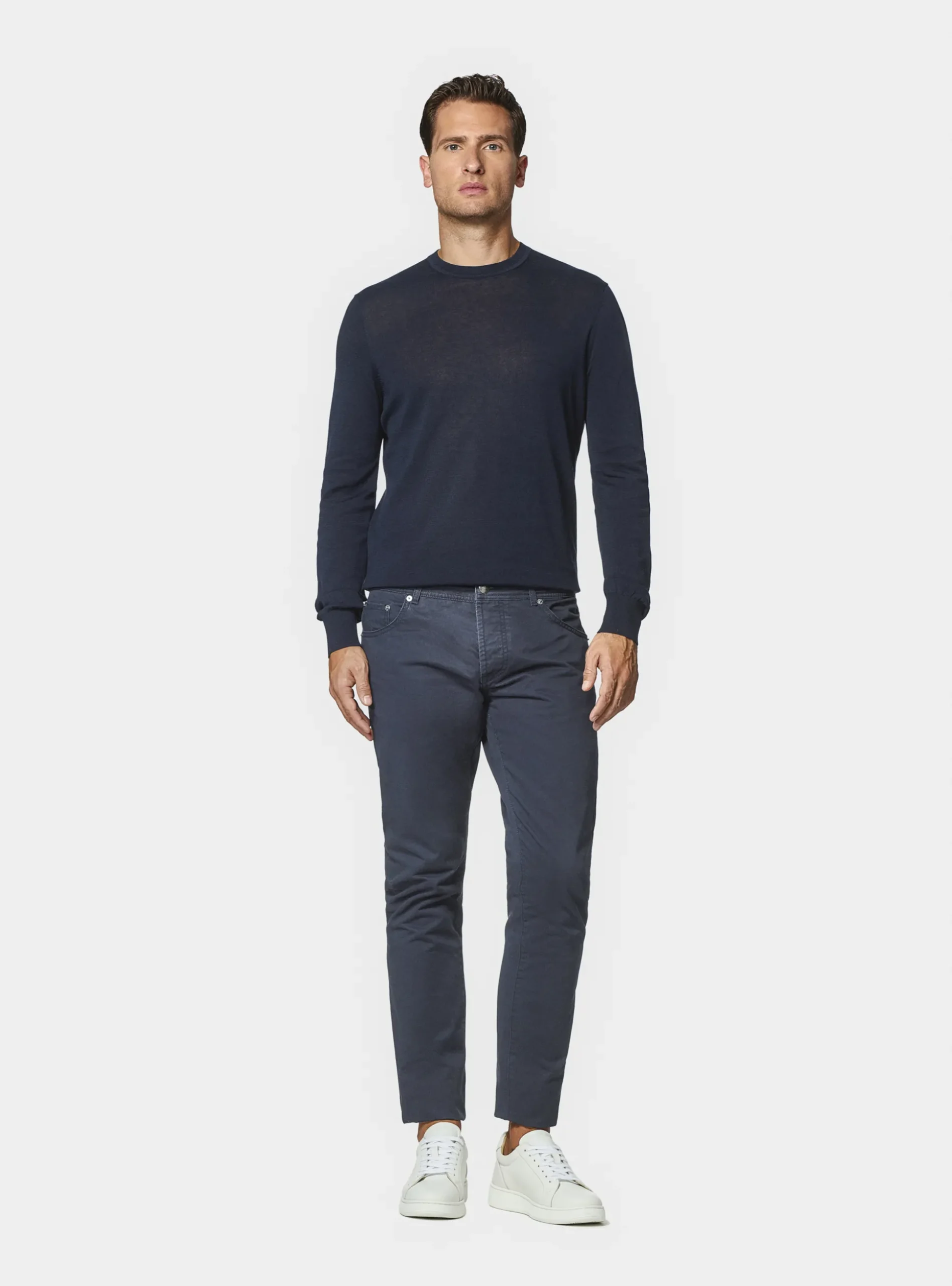 Pantaloni 5 tasche in twill di cotone