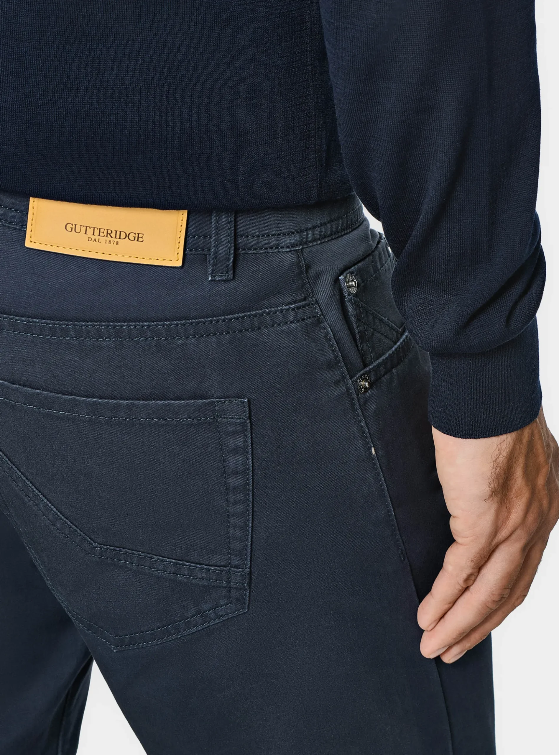 Pantaloni 5 tasche in twill di cotone