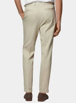 Pantaloni abito doppiopetto in cotone e lino