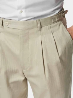Pantaloni abito doppiopetto in cotone e lino