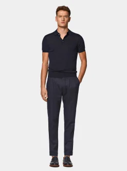 Pantaloni abito doppiopetto in cotone e lino