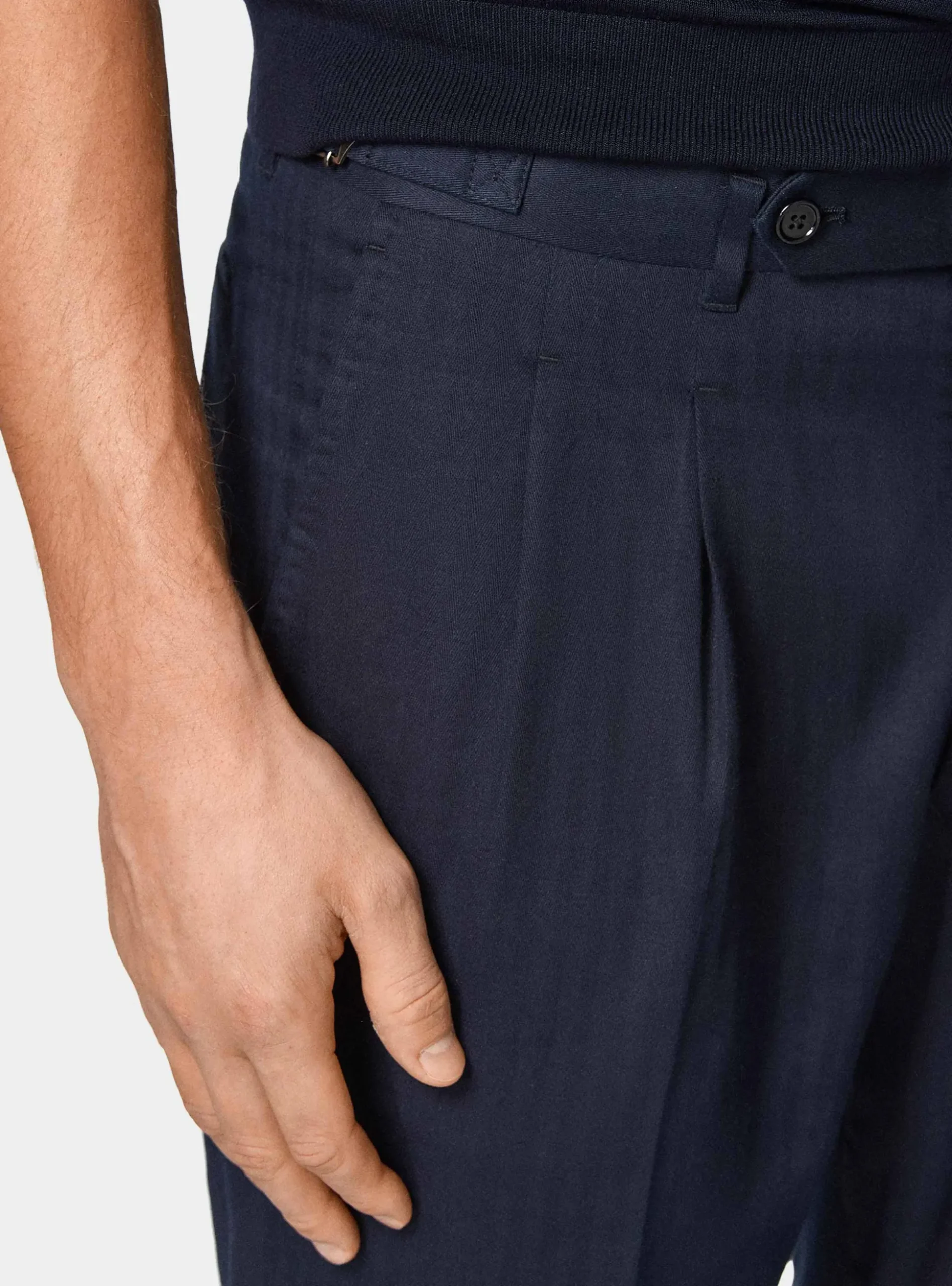 Pantaloni abito doppiopetto in cotone e lino
