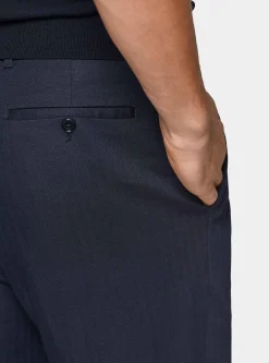 Pantaloni abito doppiopetto in cotone e lino