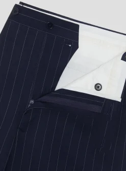 Pantaloni abito doppiopetto in pura lana gessata