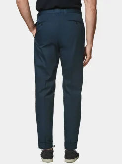 Pantaloni con pince in cotone popeline