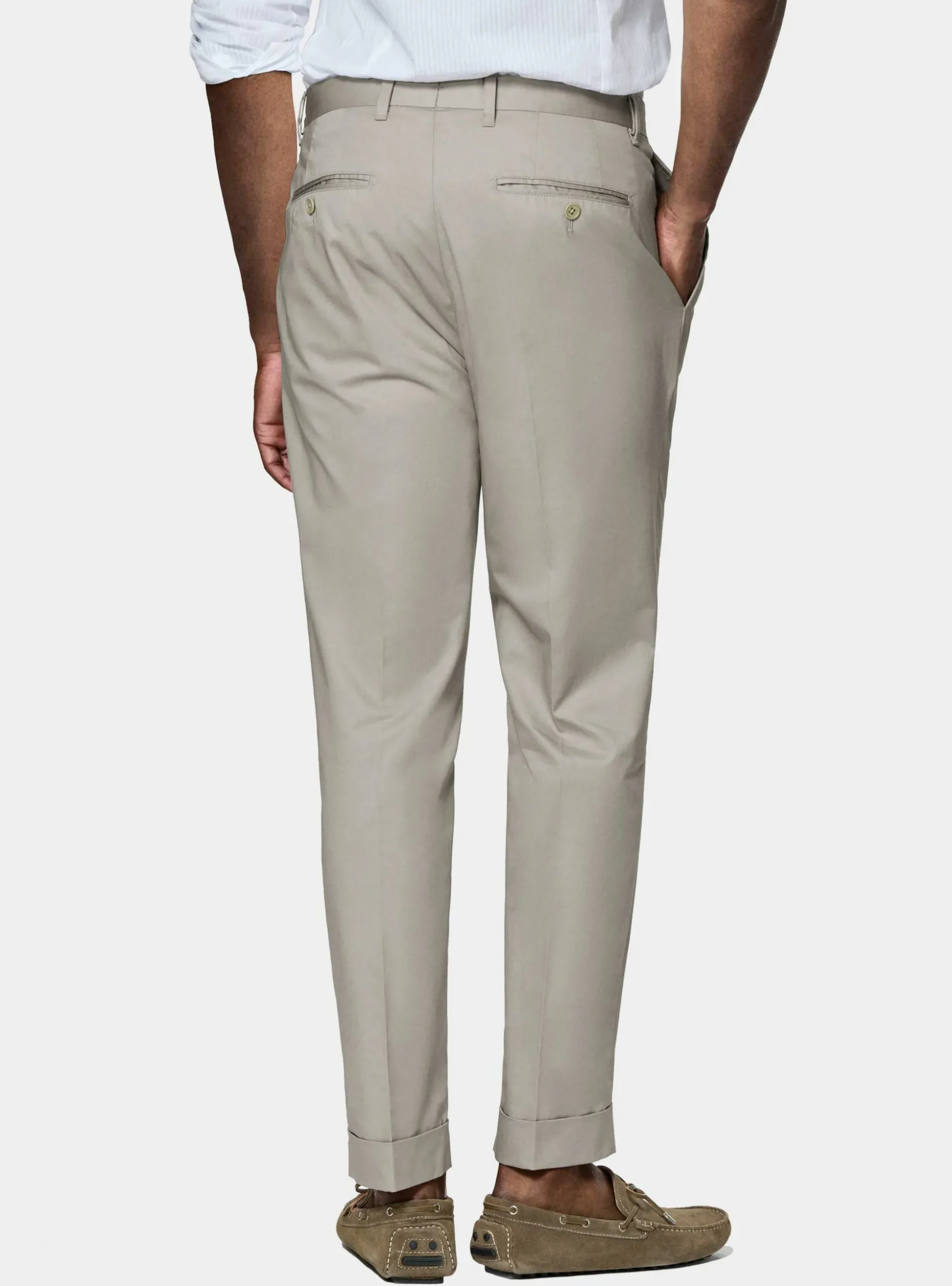 Pantaloni con pince in cotone popeline