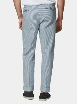 Pantaloni doppia pince in cotone seersucker