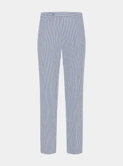 Pantaloni doppia pince in cotone seersucker