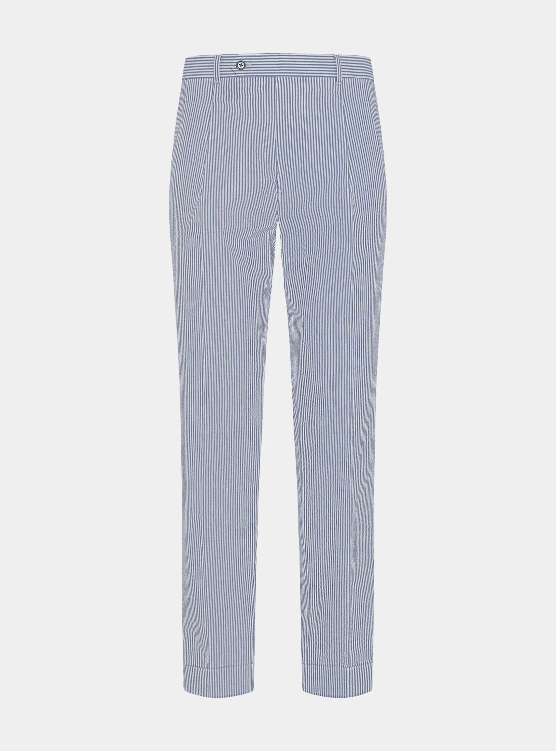 Pantaloni doppia pince in cotone seersucker