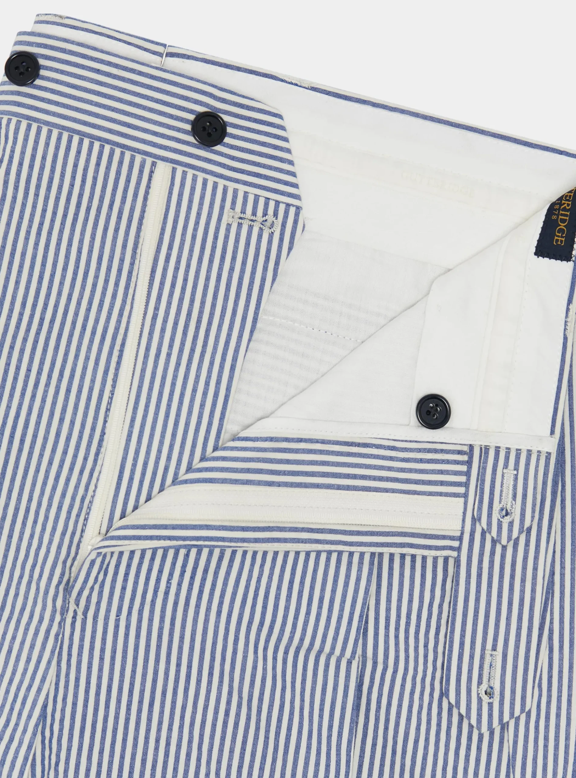 Pantaloni doppia pince in cotone seersucker