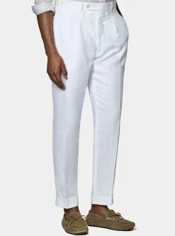 Pantaloni doppia pince in puro lino