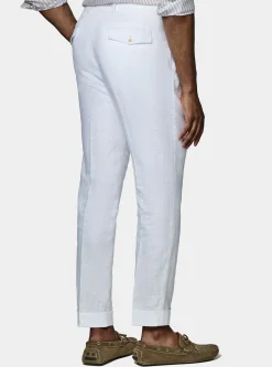 Pantaloni doppia pince in puro lino