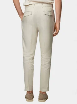 Pantaloni doppia pince in puro lino