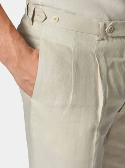 Pantaloni doppia pince in puro lino