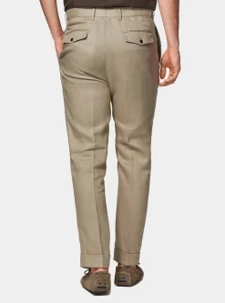 Pantaloni doppia pince in puro lino