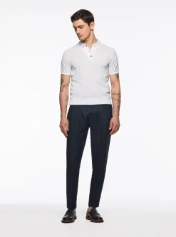 Pantaloni doppia pince in puro lino