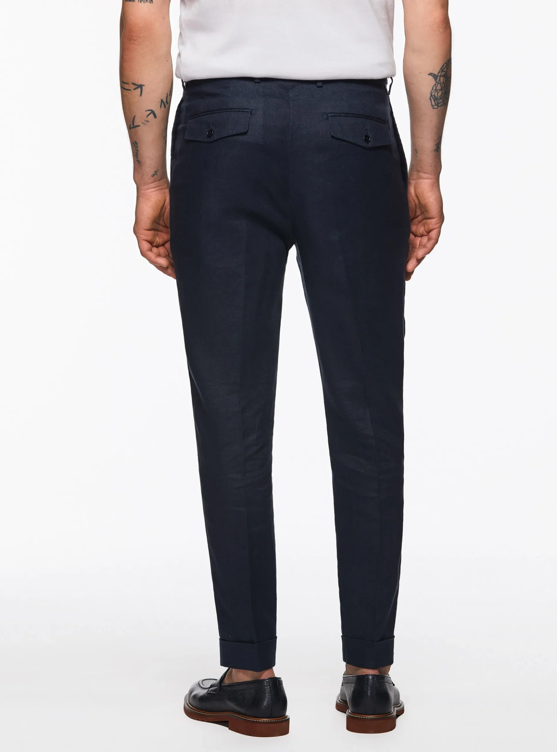 Pantaloni doppia pince in puro lino