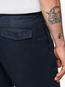 Pantaloni doppia pince in puro lino