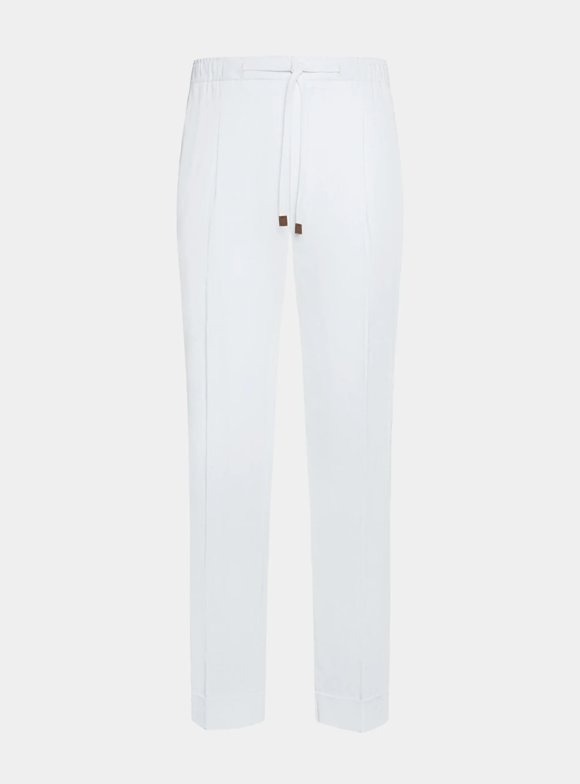 Pantaloni in puro lino con pince e coulisse