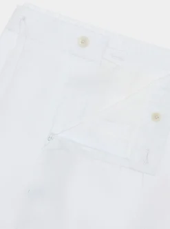 Pantaloni in puro lino con pince e coulisse