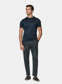Pantaloni in puro lino con pince e coulisse