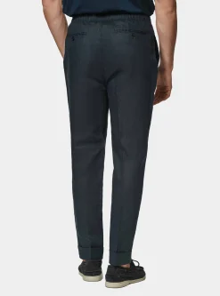 Pantaloni in puro lino con pince e coulisse