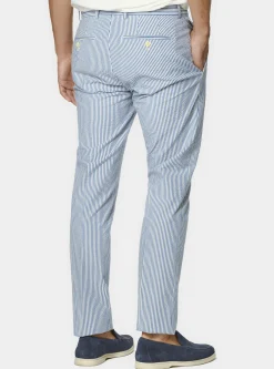 Pantaloni seersucker in misto cotone rigato