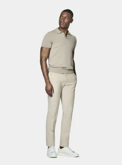 Pantaloni seersucker in misto cotone rigato