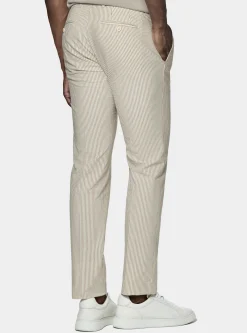 Pantaloni seersucker in misto cotone rigato