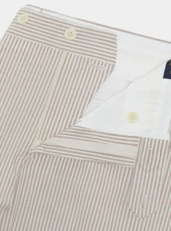 Pantaloni seersucker in misto cotone rigato