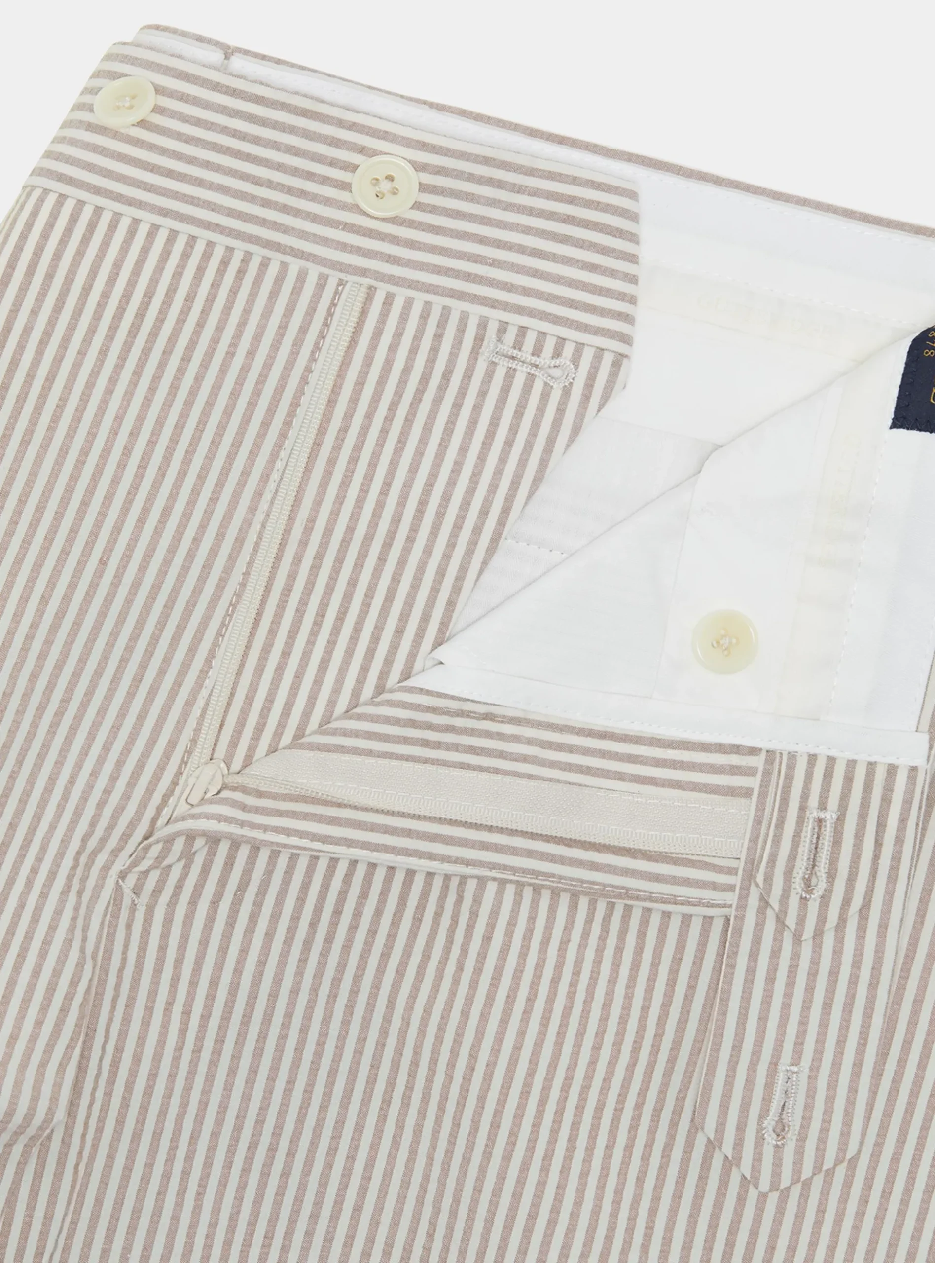 Pantaloni seersucker in misto cotone rigato