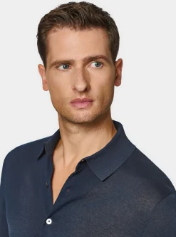 Polo camicia in maglia in cotone e seta
