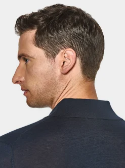 Polo camicia in maglia in cotone e seta