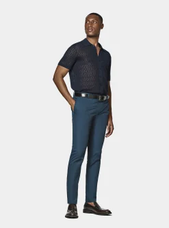 Polo camicia in maglia traforata in cotone e seta