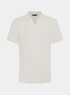 Polo in maglia senza bottoni in cotone extrafine