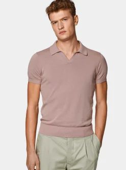 Polo in maglia senza bottoni in cotone extrafine