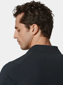 Polo in maglia senza bottoni in cotone extrafine