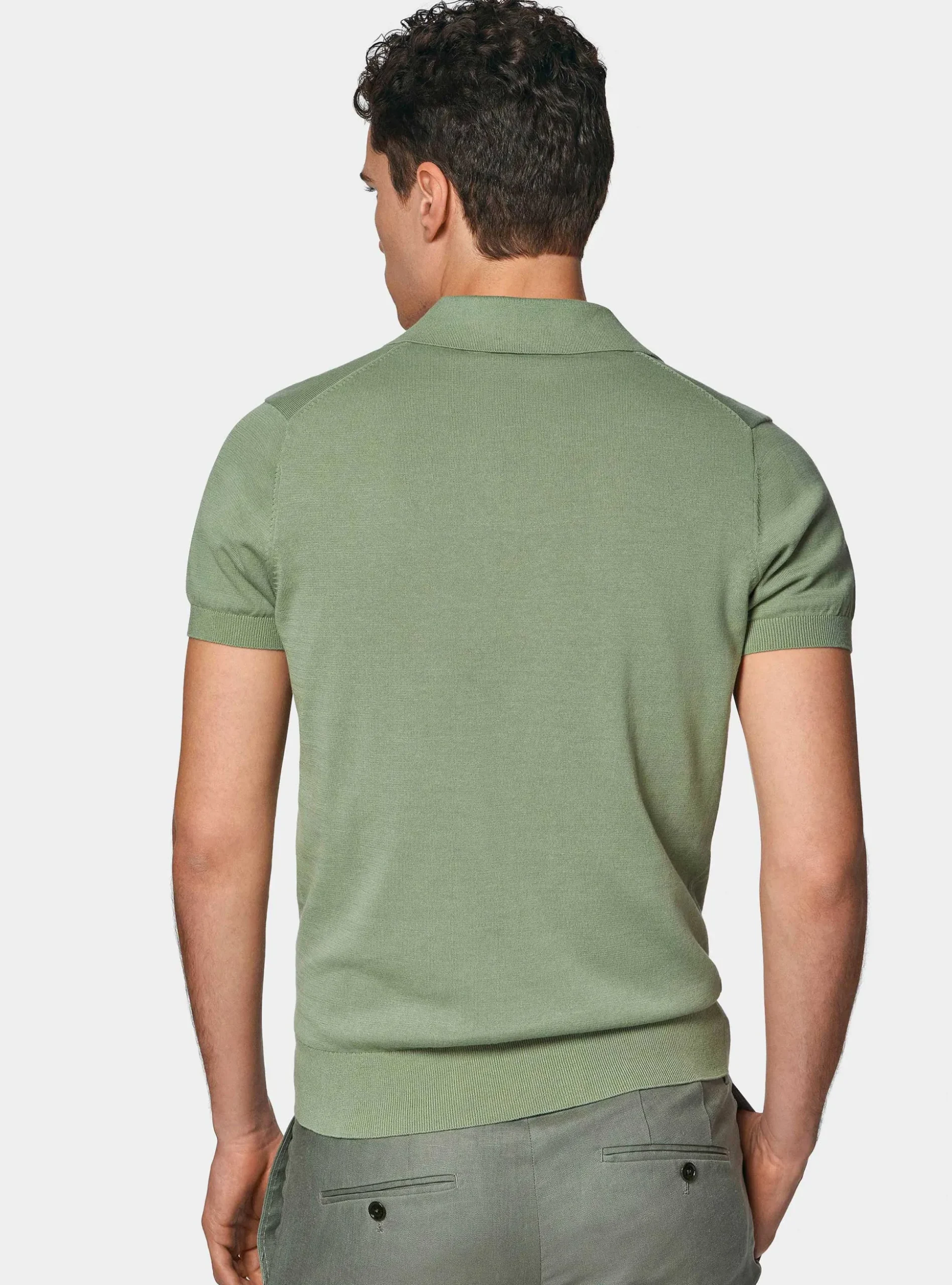Polo in maglia senza bottoni in cotone extrafine