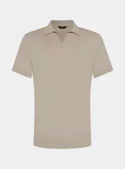 Polo in maglia senza bottoni in cotone extrafine