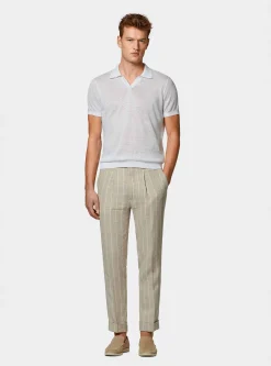 Polo in maglia senza bottoni in puro lino