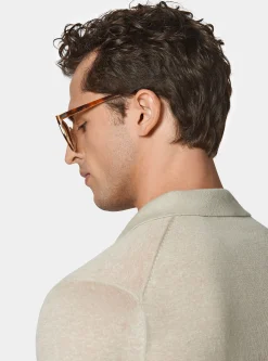 Polo in maglia senza bottoni in puro lino