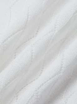 Polo in maglia traforata senza bottoni in cotone e seta
