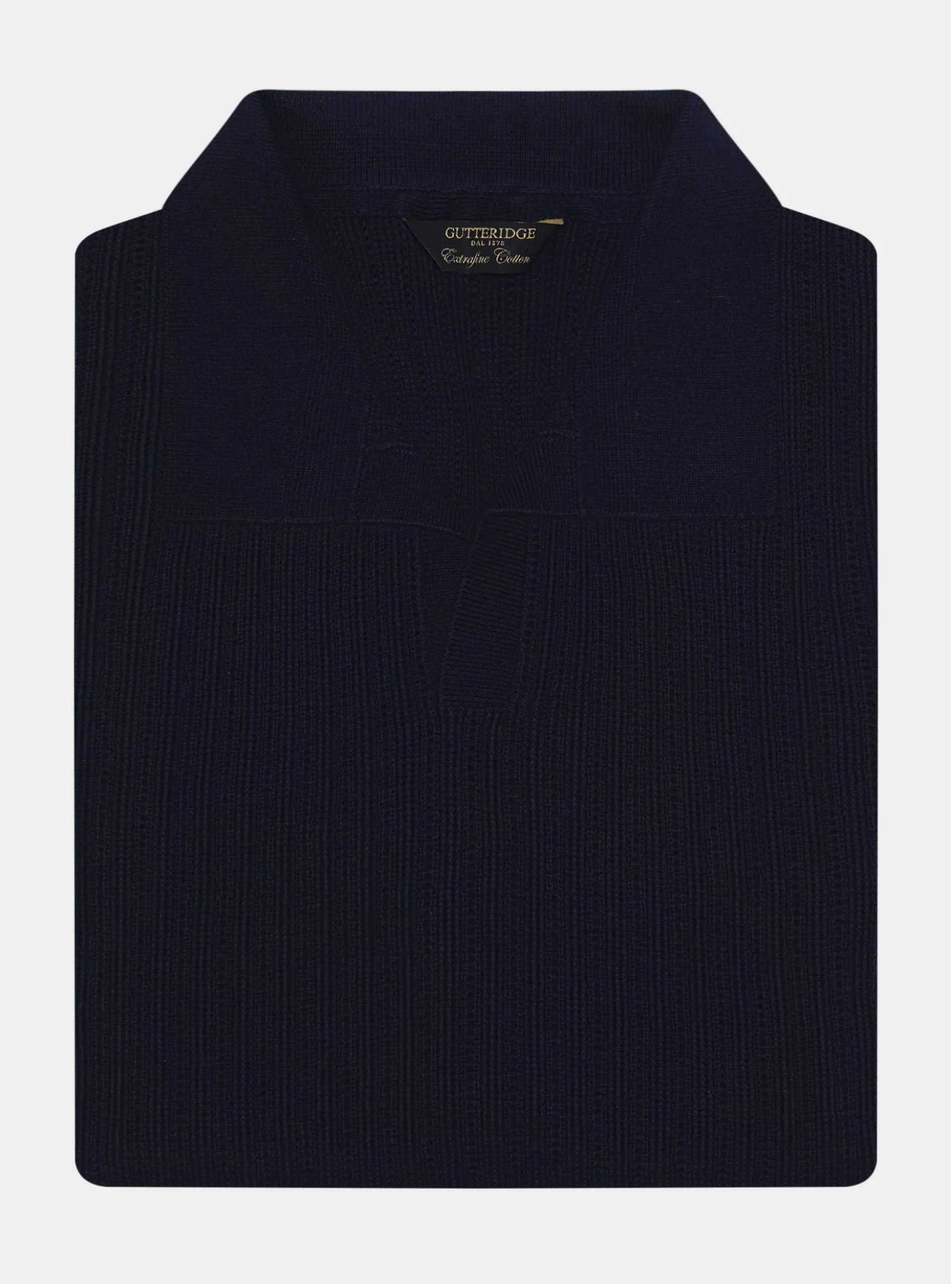 Polo in maglia traforata senza bottoni in cotone extrafine